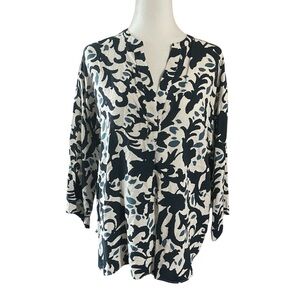 Part Two Blue and White Peasant BjarkanPW Blouse 36/ US 6